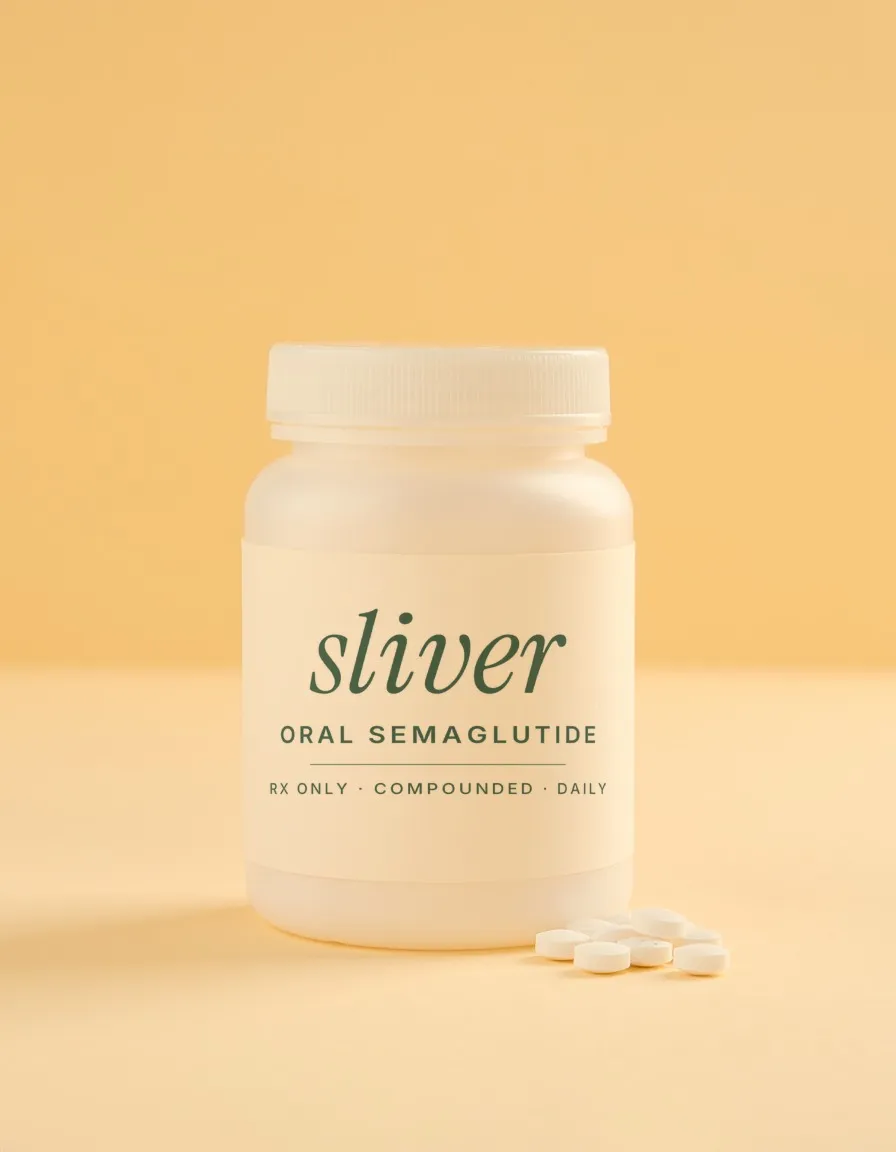 Sliver oral semaglutide bottle with tablets