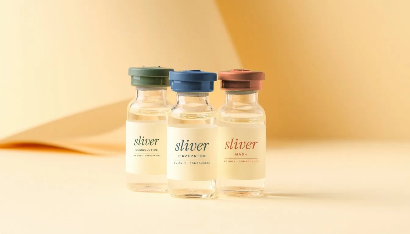 Sliver semaglutide, tirzepatide and NAD+ vials